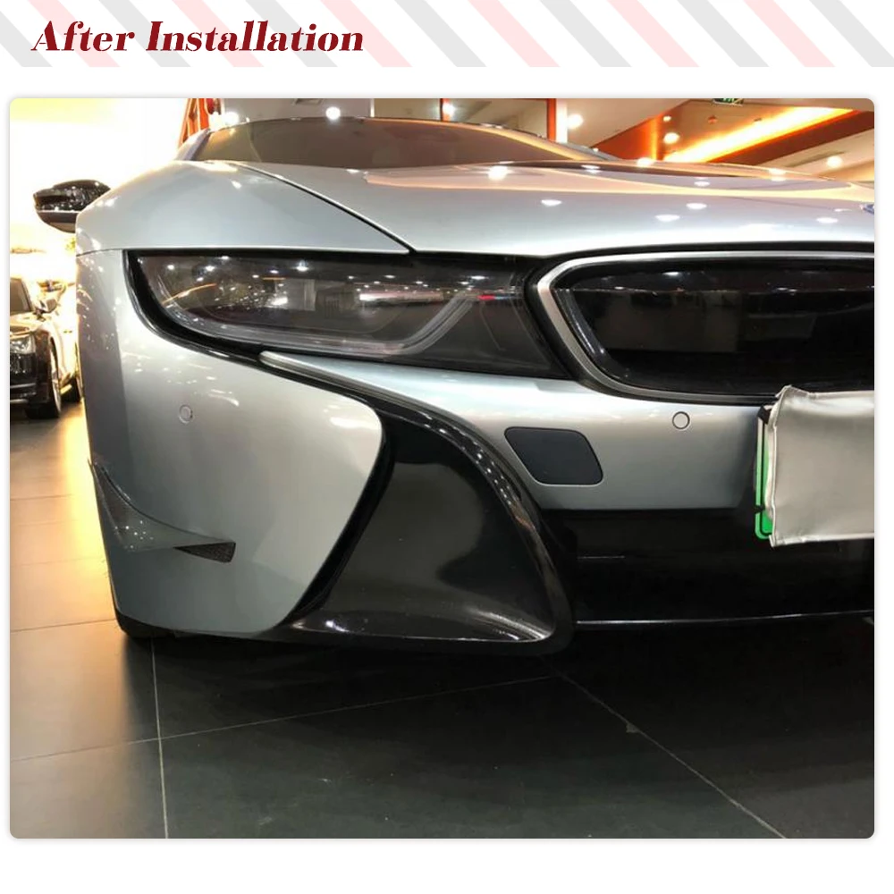 Dry Carbon Fiber Front Bumper Fins Canards Spoiler for BMW i8 2014-2018 Car Front Bumper Fins Splitters Decoration