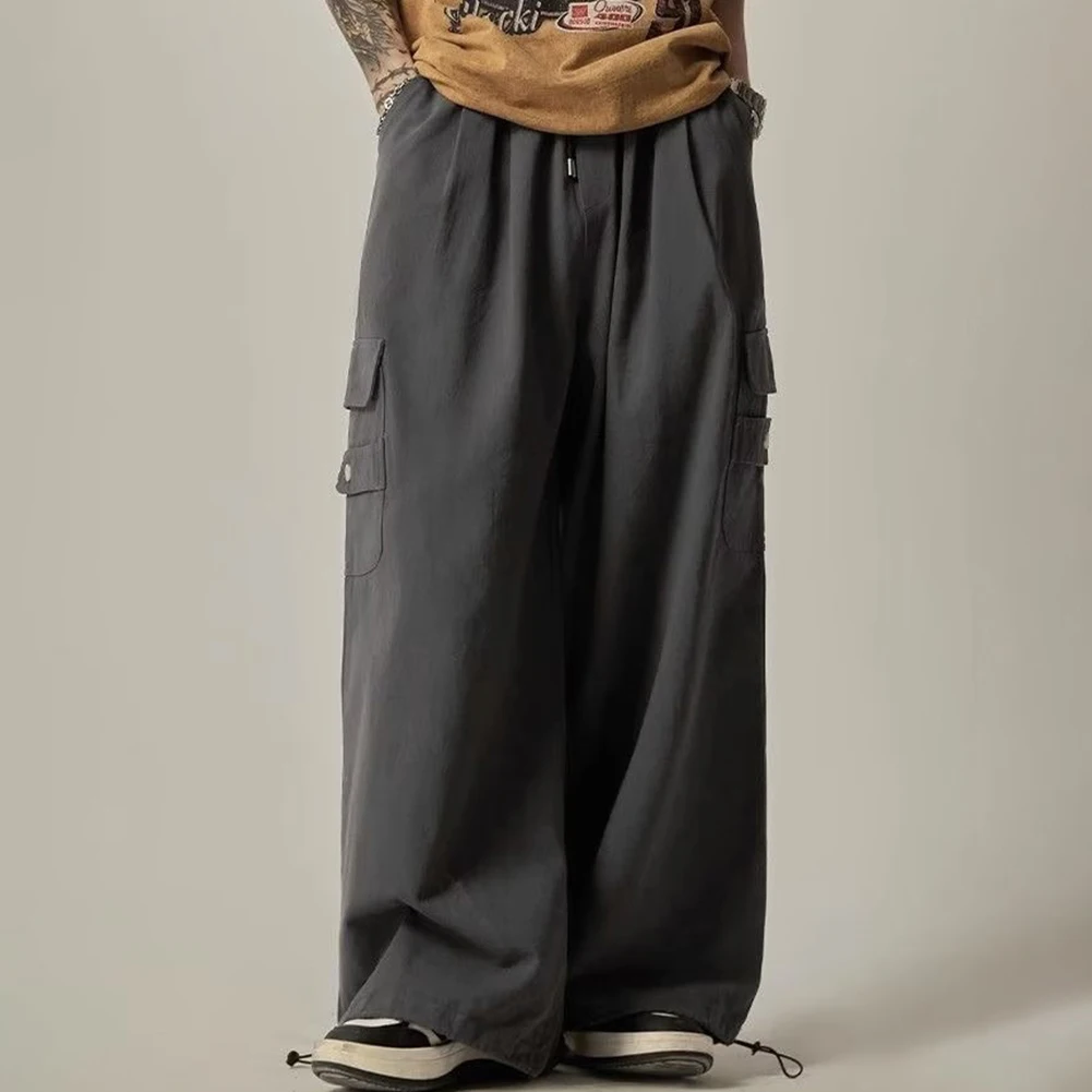 Mens Japanese Baggy Cargo Pants Oversize Wide Leg Trousers Hip Hop Streetwear