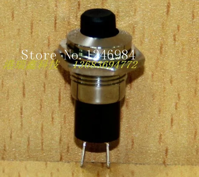 [SA]Taiwan normally open M10 round black metal without lock button switch reset switch PB605 B by -pass--50pcs/lot