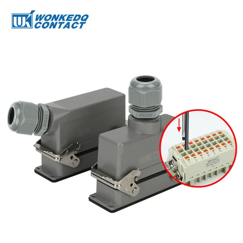 Imagen 2 del producto Herramienta de conector de alta resistencia a presión, cableado gratuito, 6/10/16/24/32/48 núcleos, Pin HE, entrada superior/lateral, conectores industriales Powe impermeables