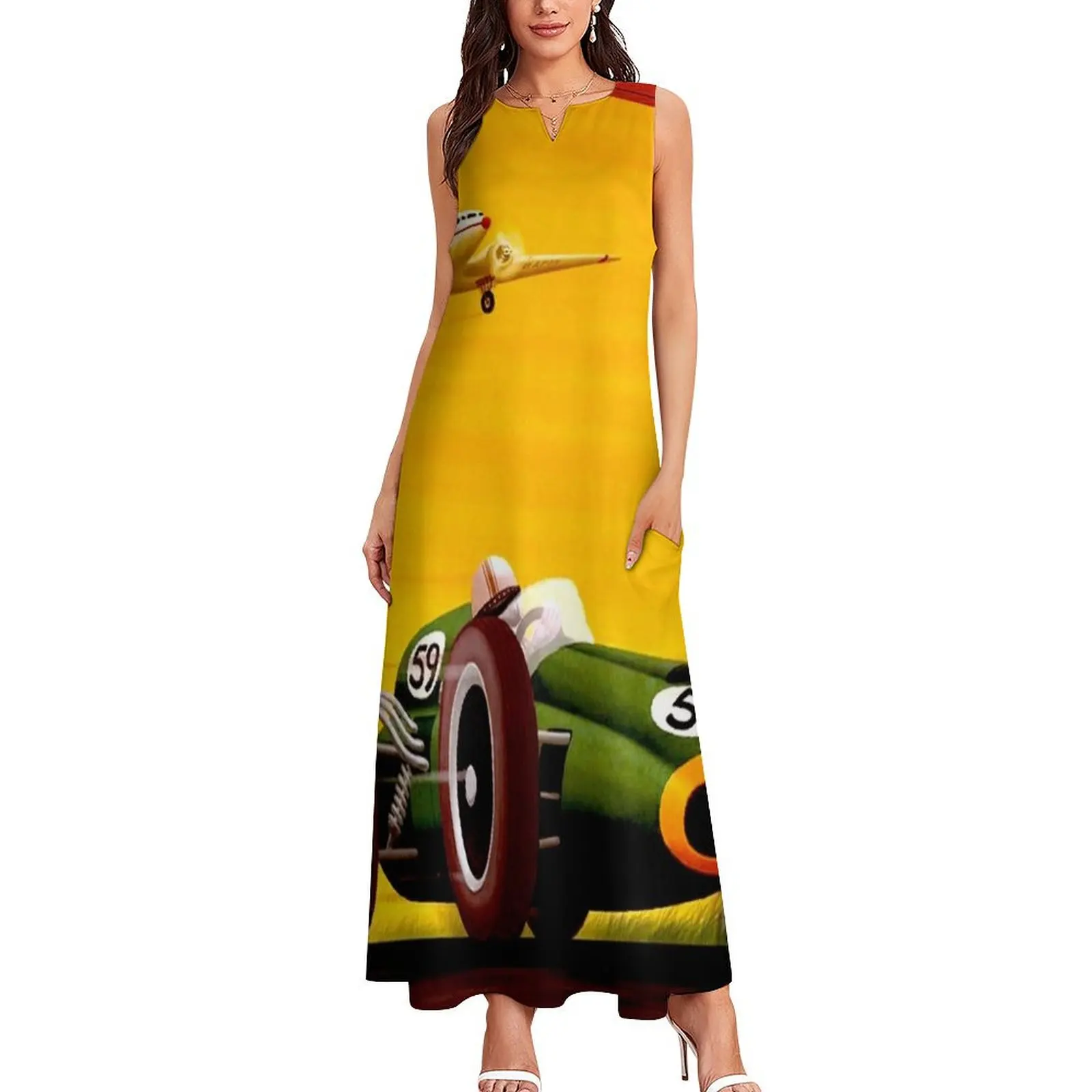 SEBRING : Vintage 1959 Grand Prix Auto Racing Print Long Dress prom dresses festival outfit women dresses with long sleeves