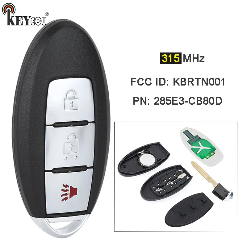 

KEYECU 315MHz FCC ID: KBRTN001 IC: 285E3-CB80D Smart Remote Key Fob for Murano 2005 2006 2007