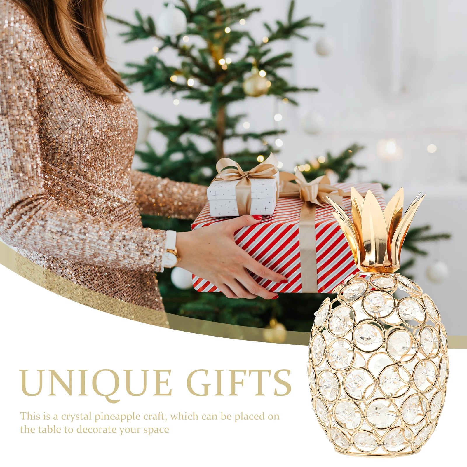 

Pineapple Shaped Decorations Crystal Artificial White 10x18cm Home Office Party Supplies Living Room Tabletop Ornament