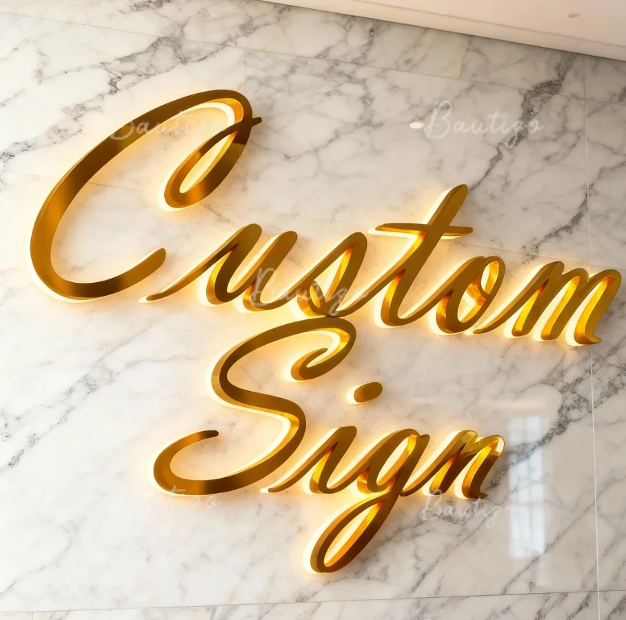 Business Sign Chandelier Lights Letters in Hebrew 3D Metal Custom Illuminated Backlit for Outdoor Decoration Storefront Light-up