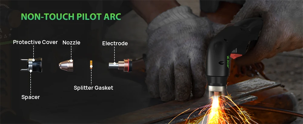 AIXZ AIC45II 220V 45 Amps Plasma Cutting Machine 60% Duty Cycle IGBT Inverter Non-HF Non-Touch Pilot ARC Air Plasma Cutter 2T/4T Cutting 1-16mm Greatly Improves Cutting Efficiency