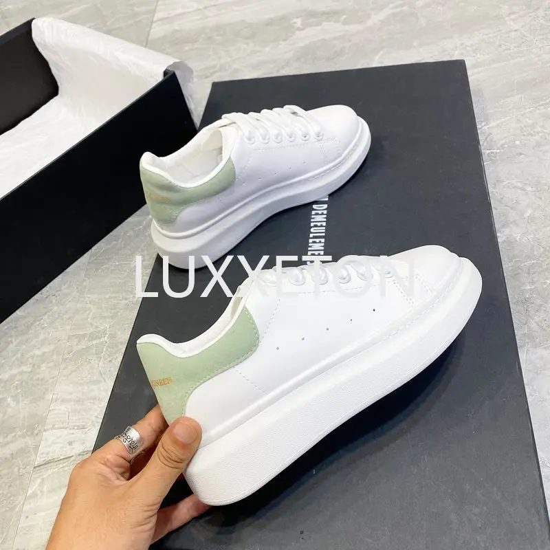 Women Leather Vulcanized Shoes Spring and Autumn New Running Fashion Breathable Walking Thick Soled Women White Sneakers