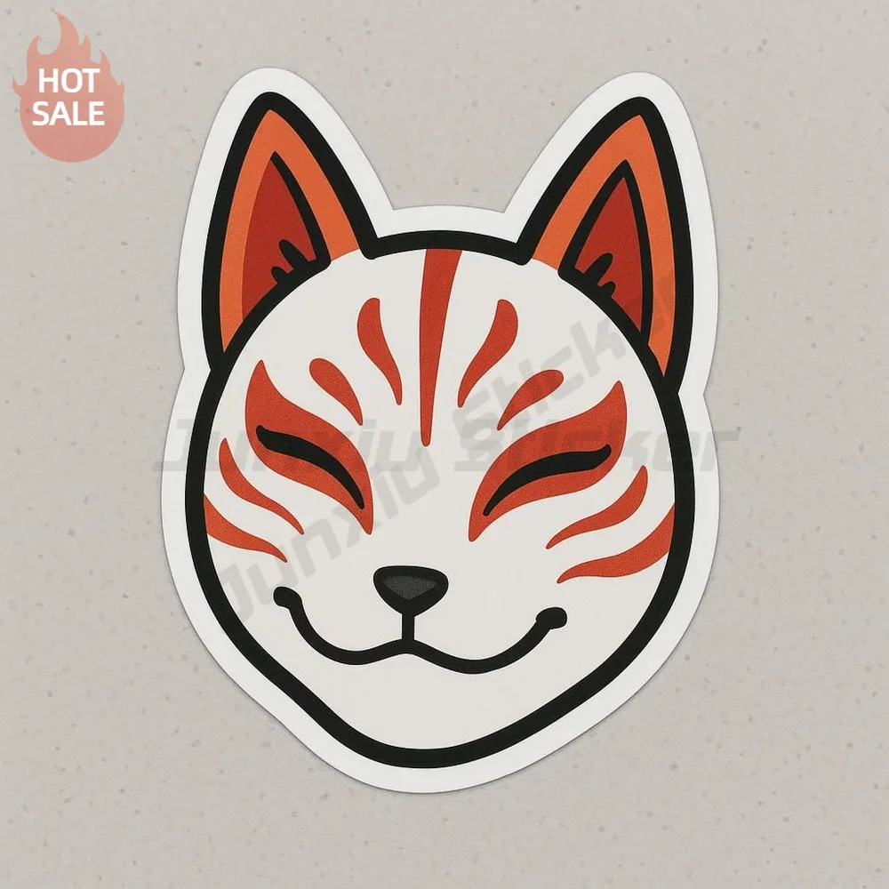 Kitsune Mask Fox Japanese Spirit Mythology Anime Distinctive PVC Decal For Toolbox UV Protection Sticker Personalized Decor