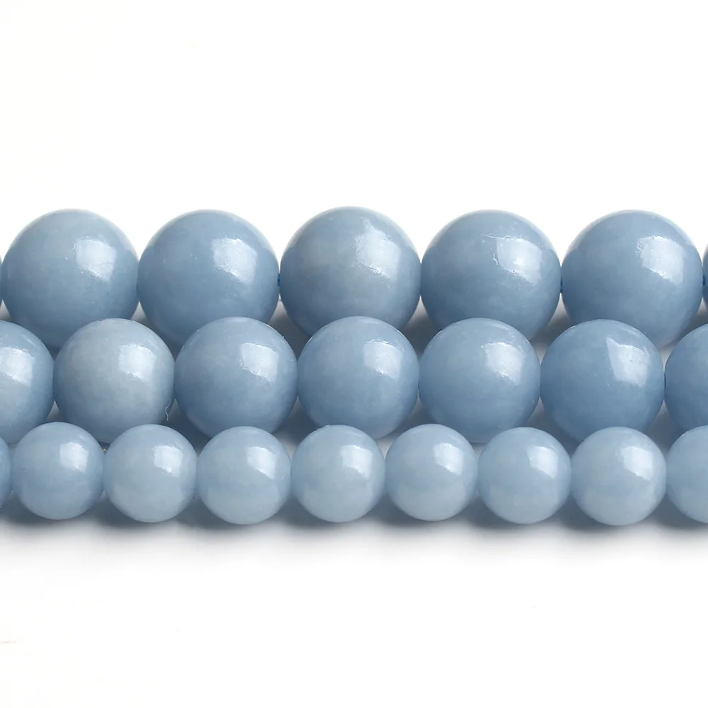 6/8/10mm AAA Blue Angelite Natural Stone Beads Round Loose Spacer Beads for Jewelry Making Supplies DIY Bracelets Accessories