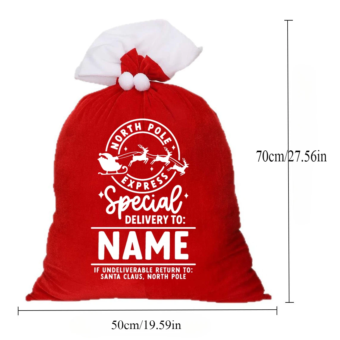 

50x70cm Large Personalized Name Velvet Thickened Gift Bags Custom Drawstring Candy Bag for Christmas Party Favor Supplies Decor