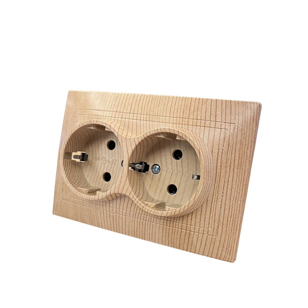 

WESA деревянная настенная розетка 16 А Стандартная Европейская электрическая розетка стандартная заземляющая розетка Встроенная заглушка огнестойкая пластиковая панель