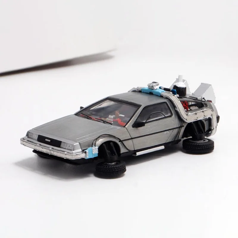 Diecast Original 1:64 Scale Back To The Future Time Car Simulation Alloy Car Model Collection Decoration Toy Gift Souvenir