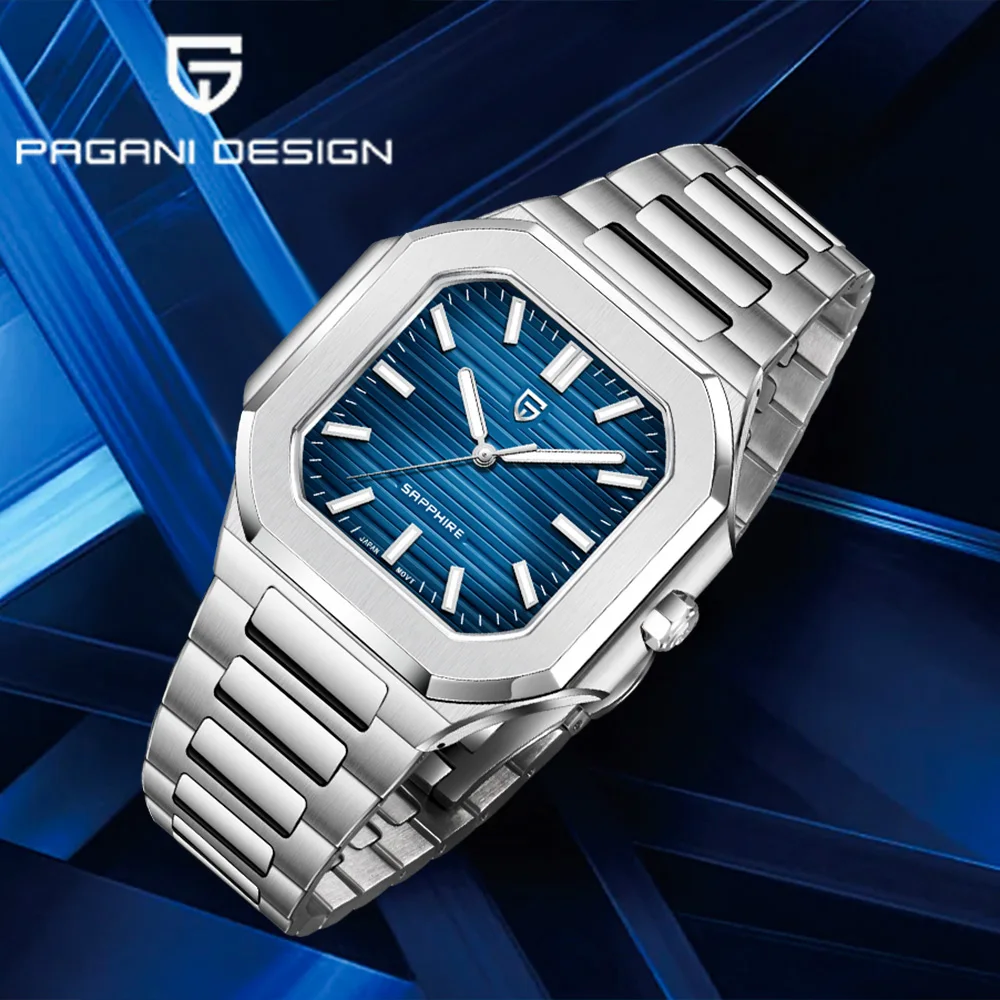 

Мужские часы Pagani Design, 37 мм, квадратные, кварцевые, люксовые, с сапфировым стеклом AR, светящиеся, VH31, в подарочной коробке, новинка 2025 года.