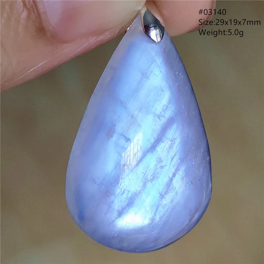Natural Blue Light Moonstone Pendant Water Drop Beads Women Men Necklace 925 Silver Moonstone Pendant AAAAAA