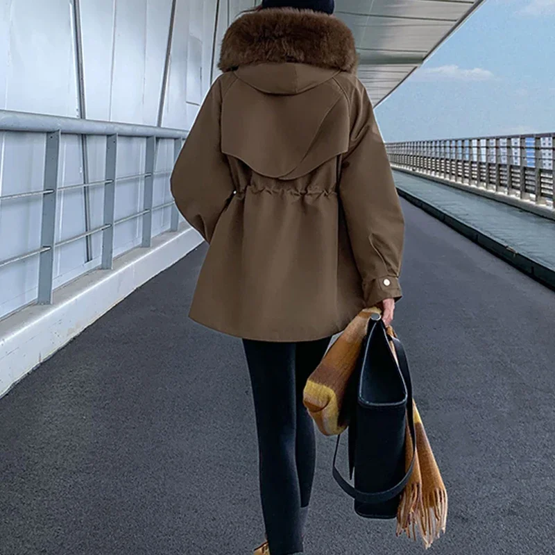 Abrigo informal con bolsillos para mujer, Parkas con capucha y cremallera, abrigo de algodón de manga larga con cintura cálida, chaqueta acolchada de algodón, Otoño e Invierno