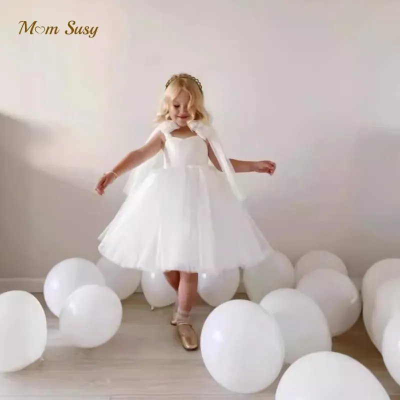 Baby Girl Princess Solid Mesh Strap Dress senza maniche Toddler Child Tulle Vestido Wedding Birthday Xmas Party Baby Clothes 2-10Y