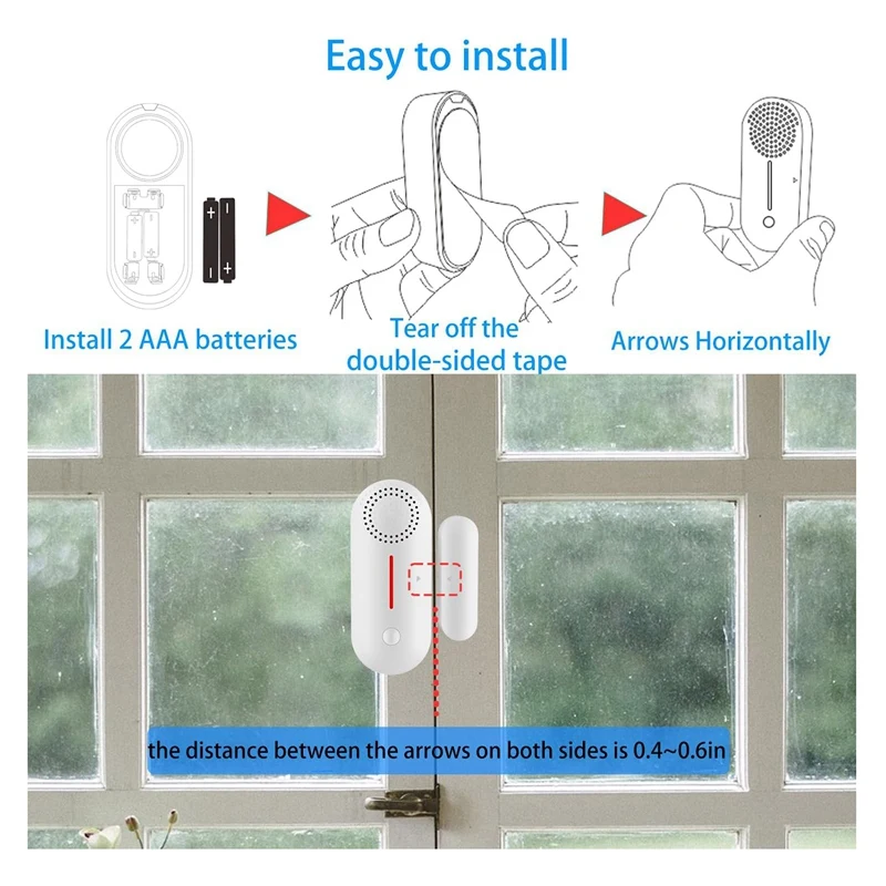 Porta Magnética Sem Fio e Sensor De Janela, Alarme WiFi, Chimes Quando Abre, Tuya Smart Devices, 1 Pc
