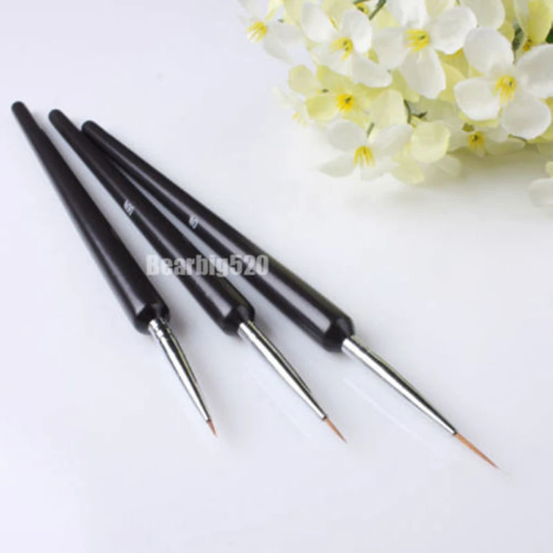 Nail Art Brushes- Professional Nail Art Brushes- Sable Nail Art Brush Pen, Detailer Liner  Set of 3