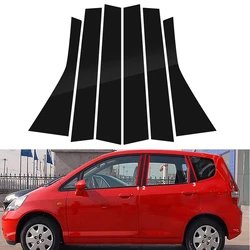 6Pcs Gloss Black Pillar Post Trim Fit For Honda Fit/Jazz 5 Door Hatchback 2004 2005 2006 2007 Door Sticker Window Cover Set