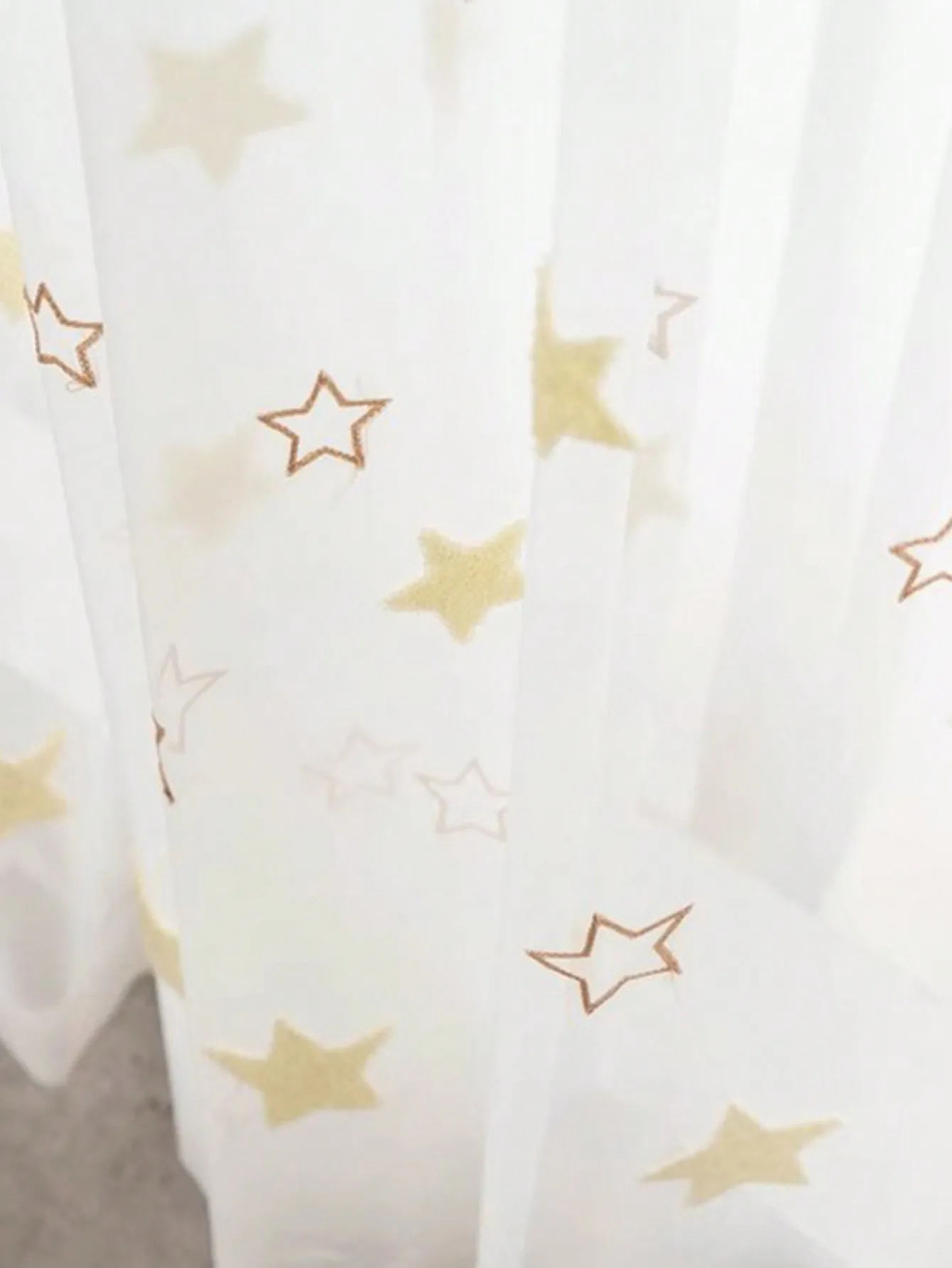 White Sheer Curtain with Star Pattern and Romantic Style Breathable and lightweight  for  Meeting Living Room