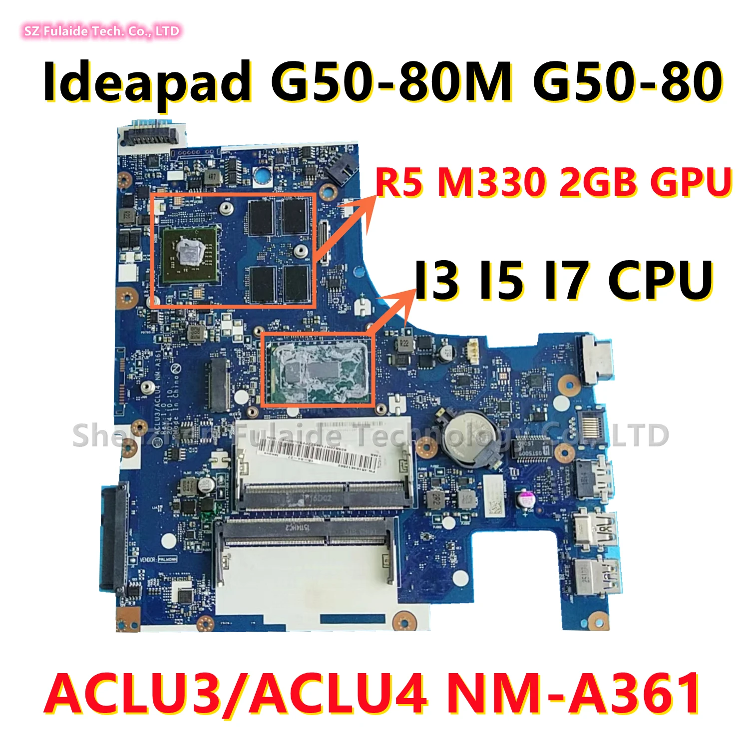 ACLU3/ACLU4 NM-A361 اللوحة لينوفو G50-80 G50-80M اللوحة المحمول مع I3 I5 I7 CPU R5 M330 2GB GPU 216-0867030 DDR3