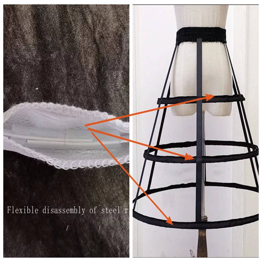 New Arrival Womens Wedding Dress Underskirt 3 Hoop Hollow Out Fish Bone Bustle Cage Skirt Petticoat 2026 image 3