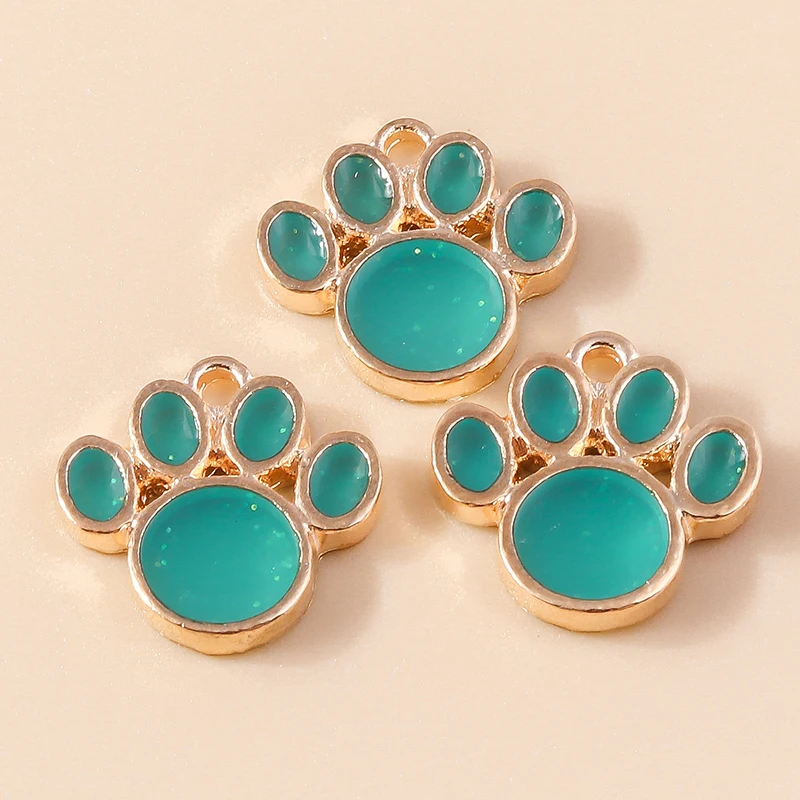 New Enamel Colorful Cat Dog Paw Charms Pendants For DIY Handmade Earrings Bracelets Necklaces Jewelry Making Crafts Accessories