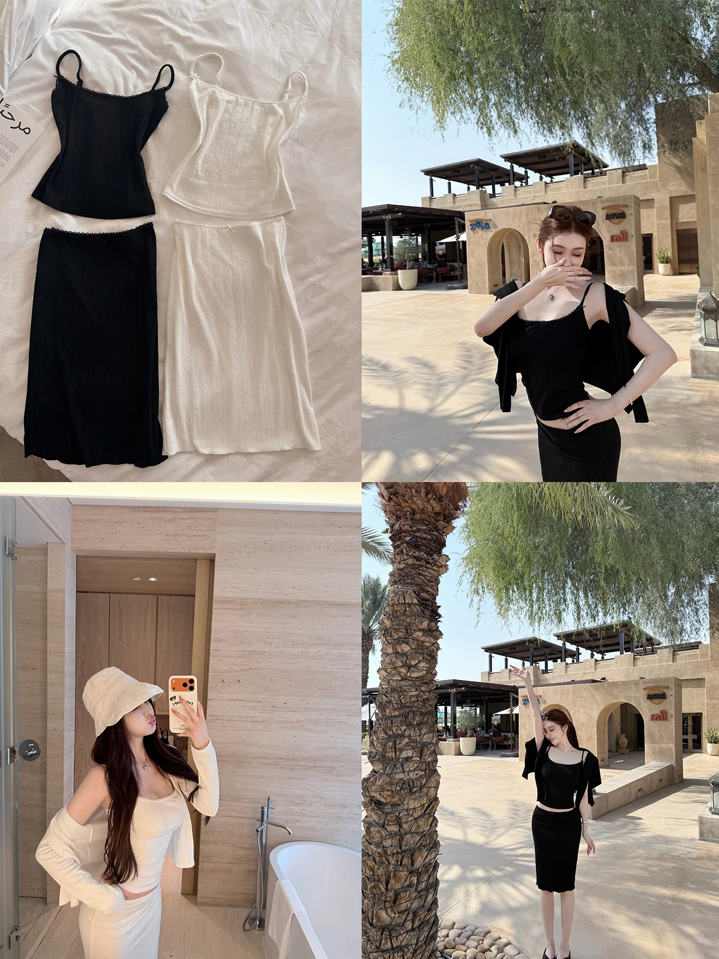 

Breathable Cotton Series Women's Tank Top And Skirt Set White Female Cotton Series Spring Summer Casual Style Long Sleeve rou...