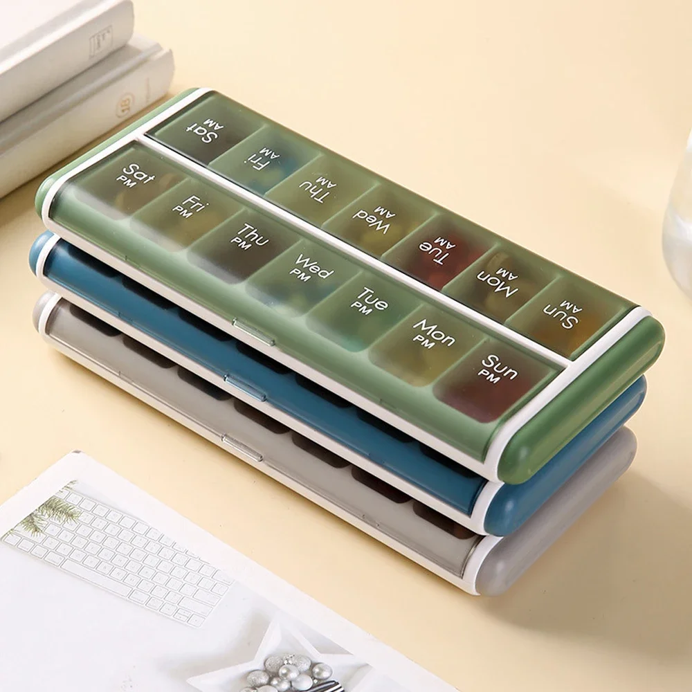 Weekly Pill Organizer 2 Times 7 Day AM PM with Large Compartments, Pills Case BPA-Free Pill Container for Vitamins, Fish Oils