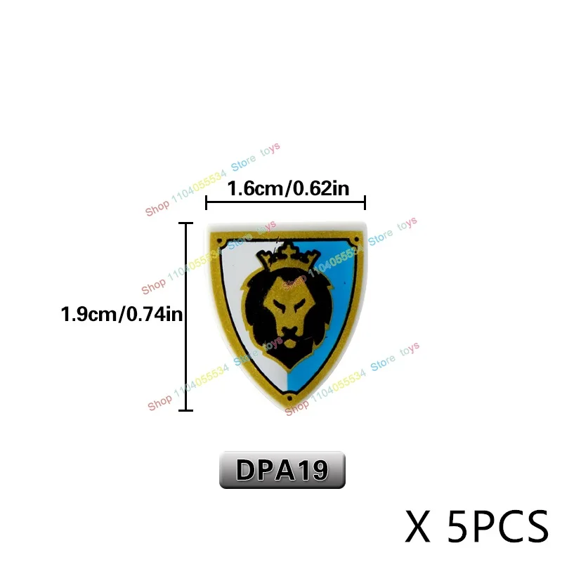 5PCS PJT013 Medieval Military Cavalry Various styles Shields Weapons Building Blocks Accessories Educational Kid for Toys