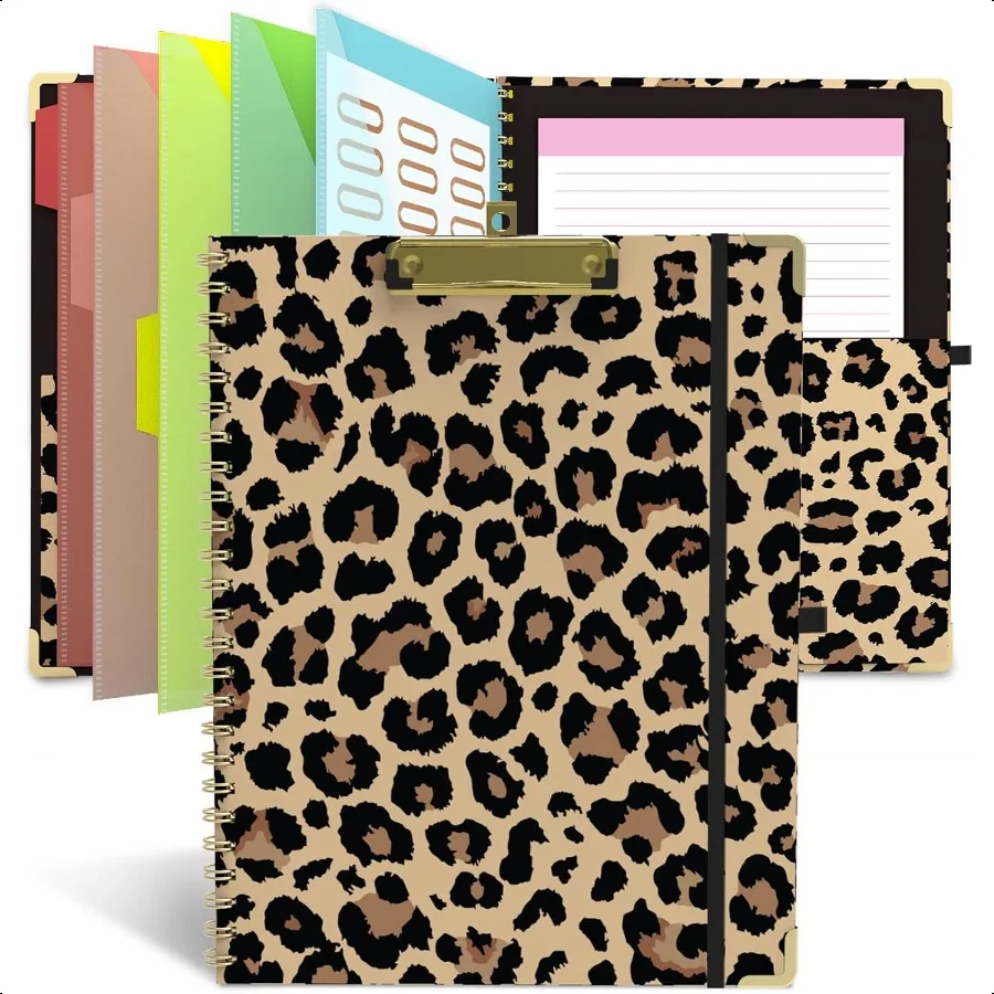 

Foldable Clipboard Folio with Storage 5 Plastic Folders with 10 Pockets Refillable Lined Notepad 11 x 8.5 Hardcover Project Org
