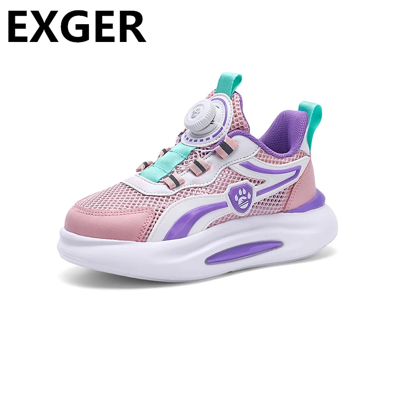 Girls' Shoes 2023 Summer New Children's Rotating Buckle Casual Sports Shoes Girls' Single Mesh Hollow Breathable Mesh Shoe Trend