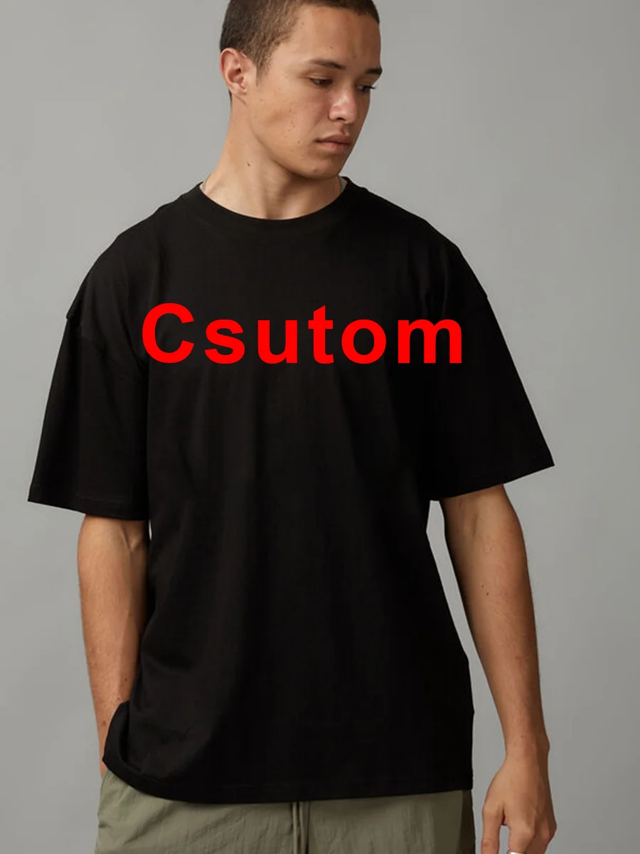 New DIY 320gsm Custom LOGO 100% Cotton Good Thick Oversize Heavy Weight T-shirt for Men Short Sleeve Solid Color Large Size