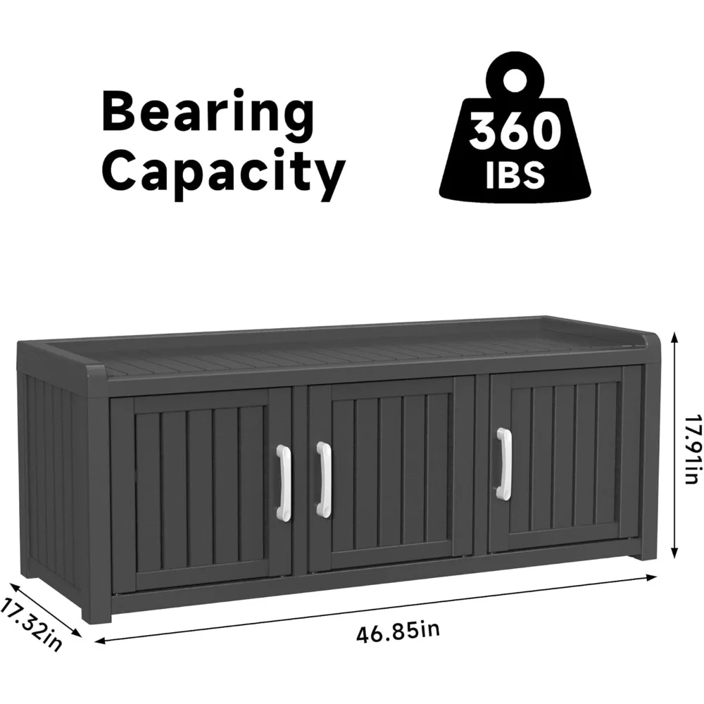 مقعد تخزين خزانة أحذية مقاوم للماء والأشعة فوق البنفسجية مع أرفف قابلة للتعديل للاستخدام الداخلي والخارجي، مثالي للمدخل، Bedro #3