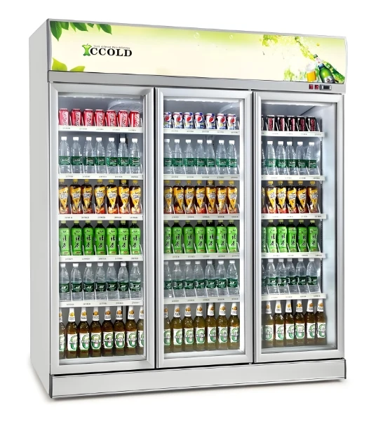 Direct Cooling 3 Door Display Freezer for Supermarket Equipment Beverage Upright Display Cooler Freezer Upright