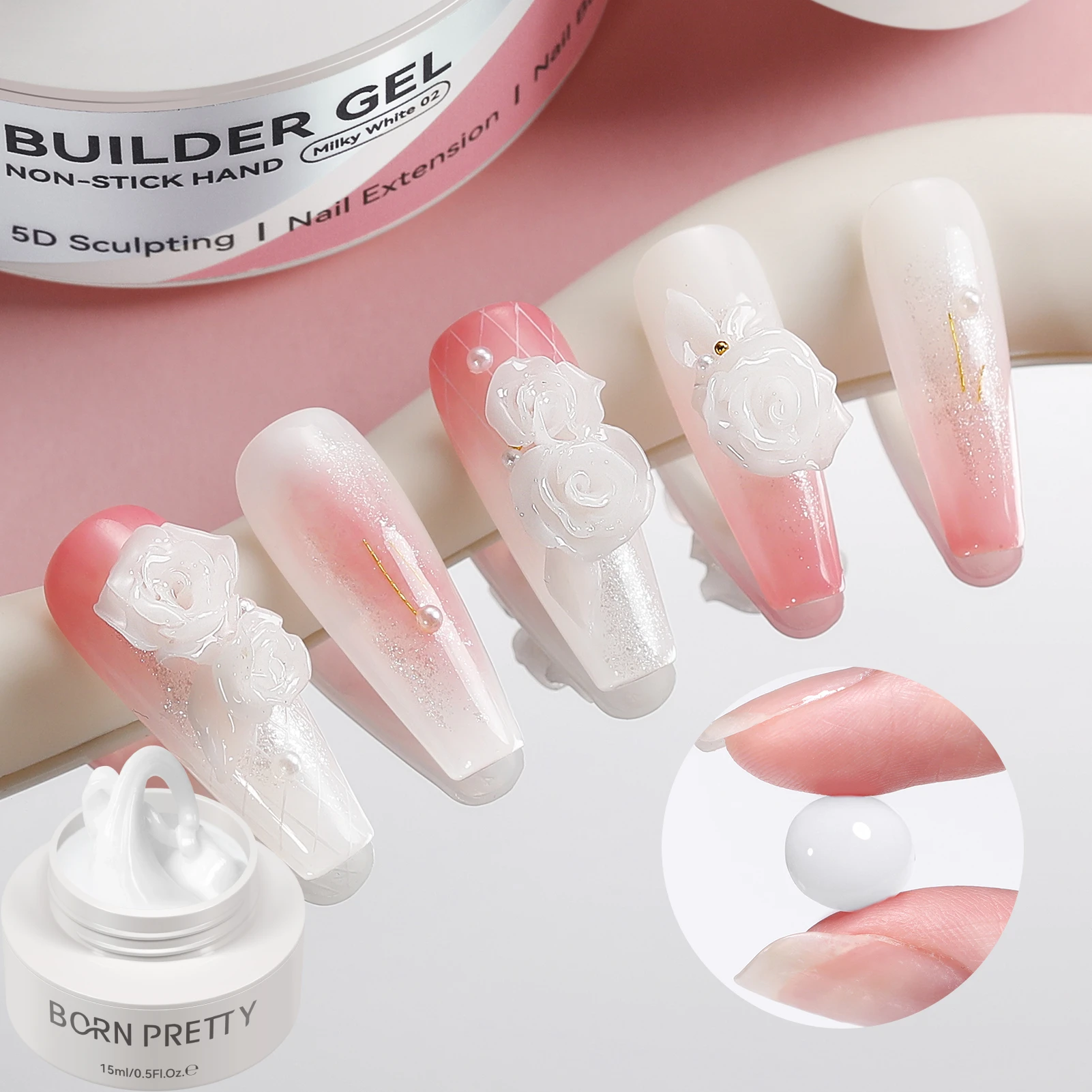 BORN PRETTY 60g Quick Extension Gel Nail Polish Clear Milky White Acrylic Crystal No-Sticky Hand Building Construction Gel