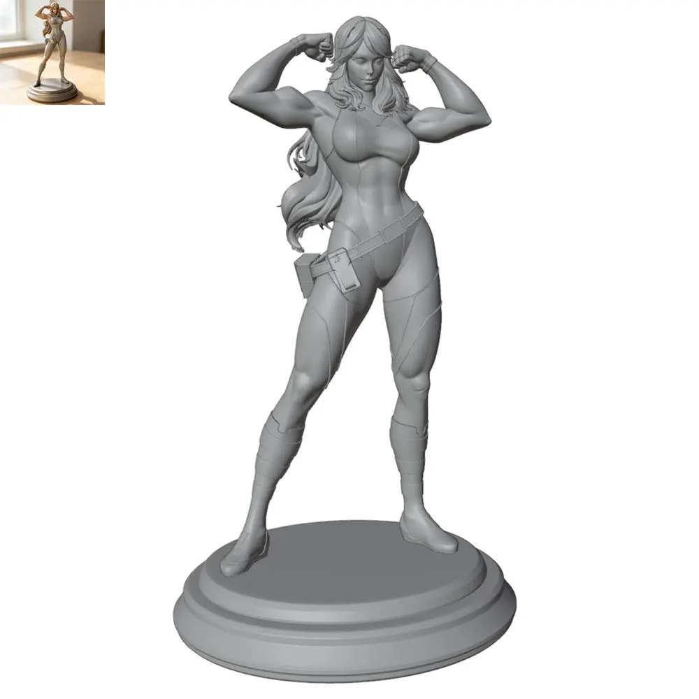 1/24/6 Muscular and powerful female instructor/warrior, sexy girl resin model kit, mini 3D-printed gray model statue, unpainted