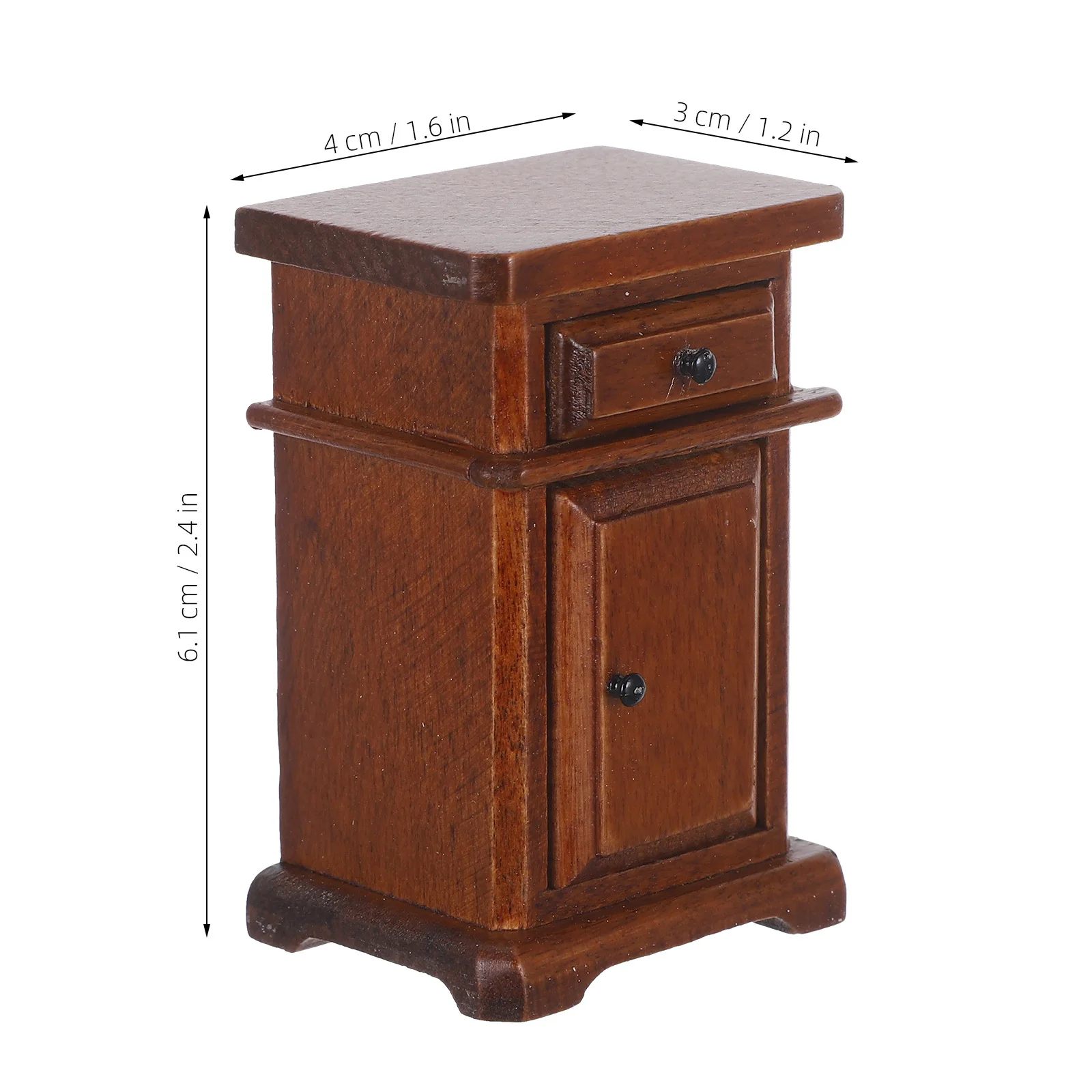 Miniature Wooden Nightstand Small Bedside Table Vintage Sideboard Dollhouse Bedroom Furniture Miniature Scene Bedside Dresser