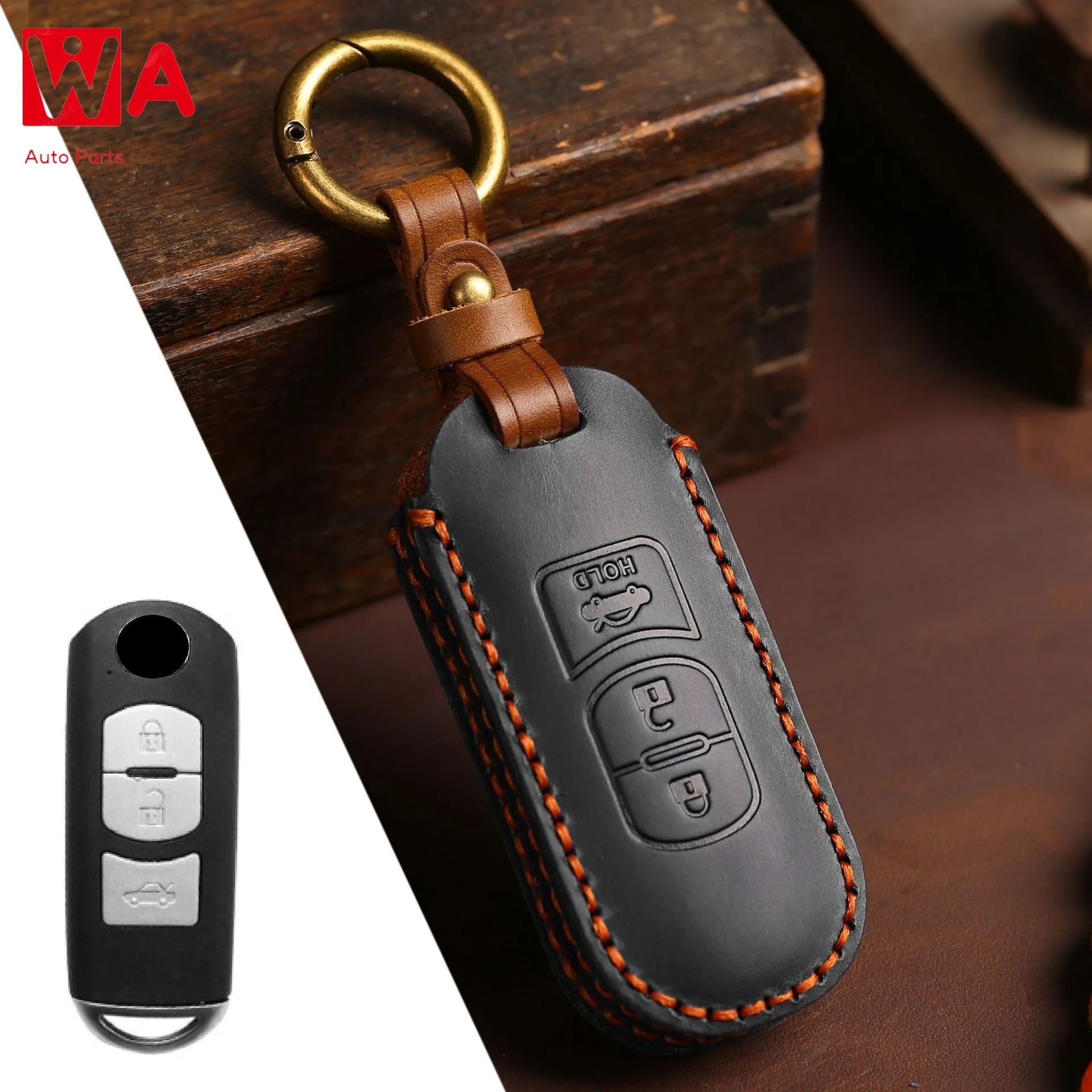 

Genuine Leather Car Auto Remote Key Fob Case Cover Holder Skin Shell For Mazda 2 3 5 6 8 CX7 CX5 CX9 MX5 CX4