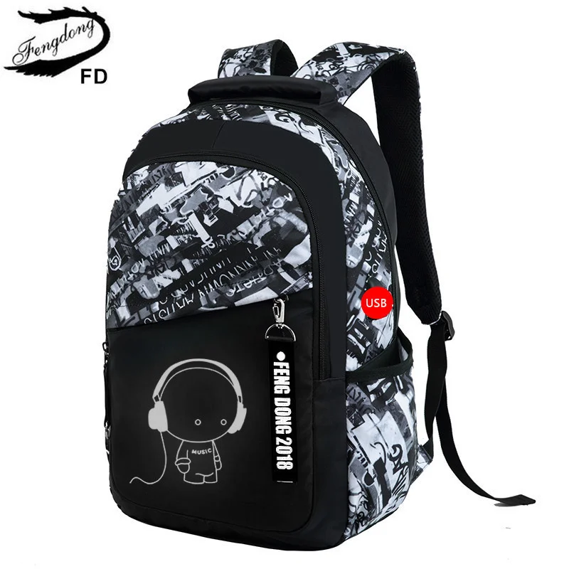 Saco de livro luminoso de grande capacidade Bagpack masculino para estudantes adolescentes, Junior High School