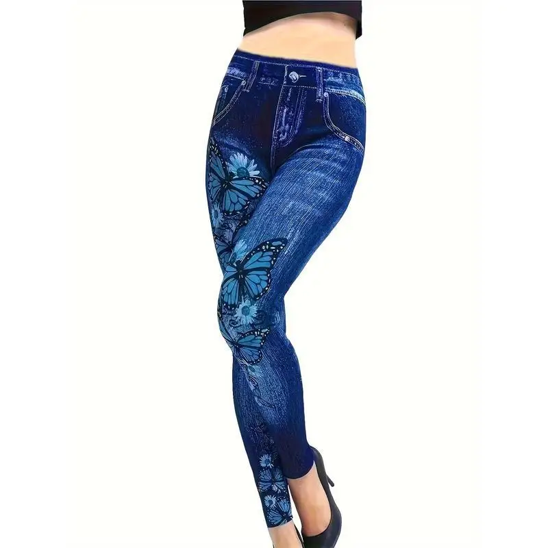 Print Leggings Women's Tight Pants Floral Patterned Neutral Style Bottoms for Spring Season Online And Offline Avai...