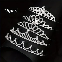 5 Pieces of Silver Crown Headbands Are Suitable for Girls to Attract Wedding and Birthday Parties