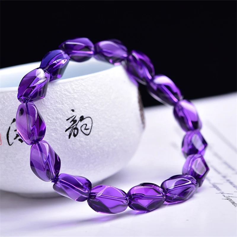 Natural Amethyst S-Shaped Bracelet Fashion Charm Mascot Couples Exquisite Jewelry Men Women Holiday Gift Personality 1PCS 8x12mm