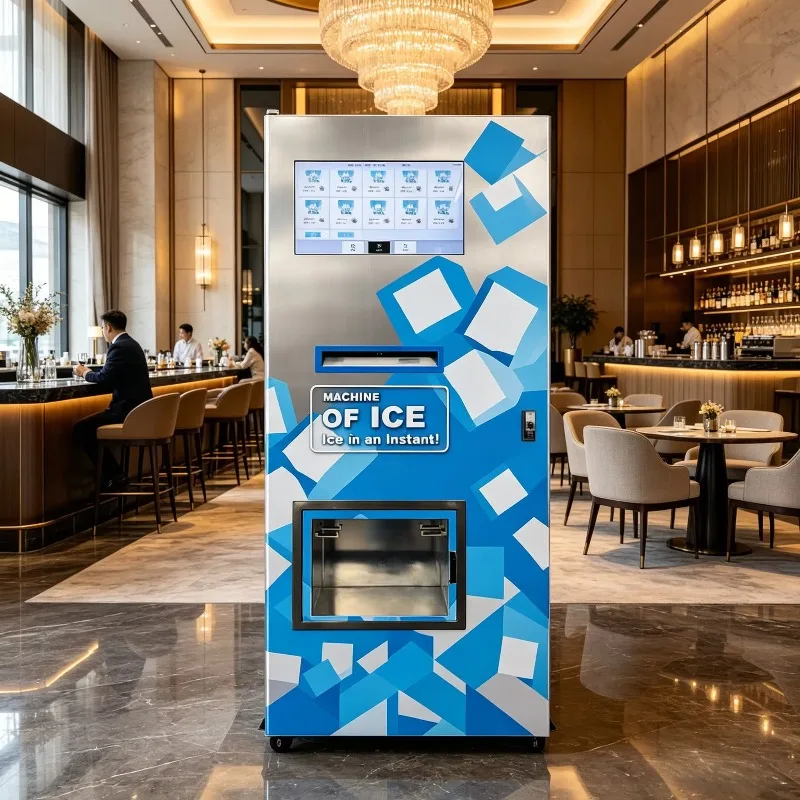 Foodline All‑in‑one Ice & Cold Water Vending Machine Self‑service Ice Cube Maker Dispenser For Gas Station Mall Hotel