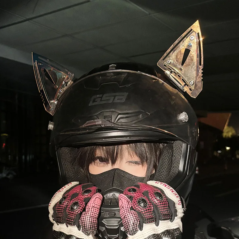 Simpatiche orecchie di gatto Cyberpunk Cerchietto per capelli Cosplay Adesivi per casco da motociclista unisex Copricapo Puntelli per copricapo di