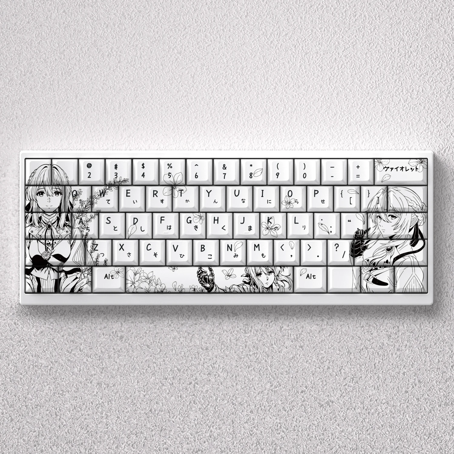 

Фиолетовые колпачки для клавиш, 73/98 клавиш, аниме, PBT, сублимационная краска, вишня для механической клавиатуры AULA F75 Mad 60he 68he Wooting GK61, игровой ПК