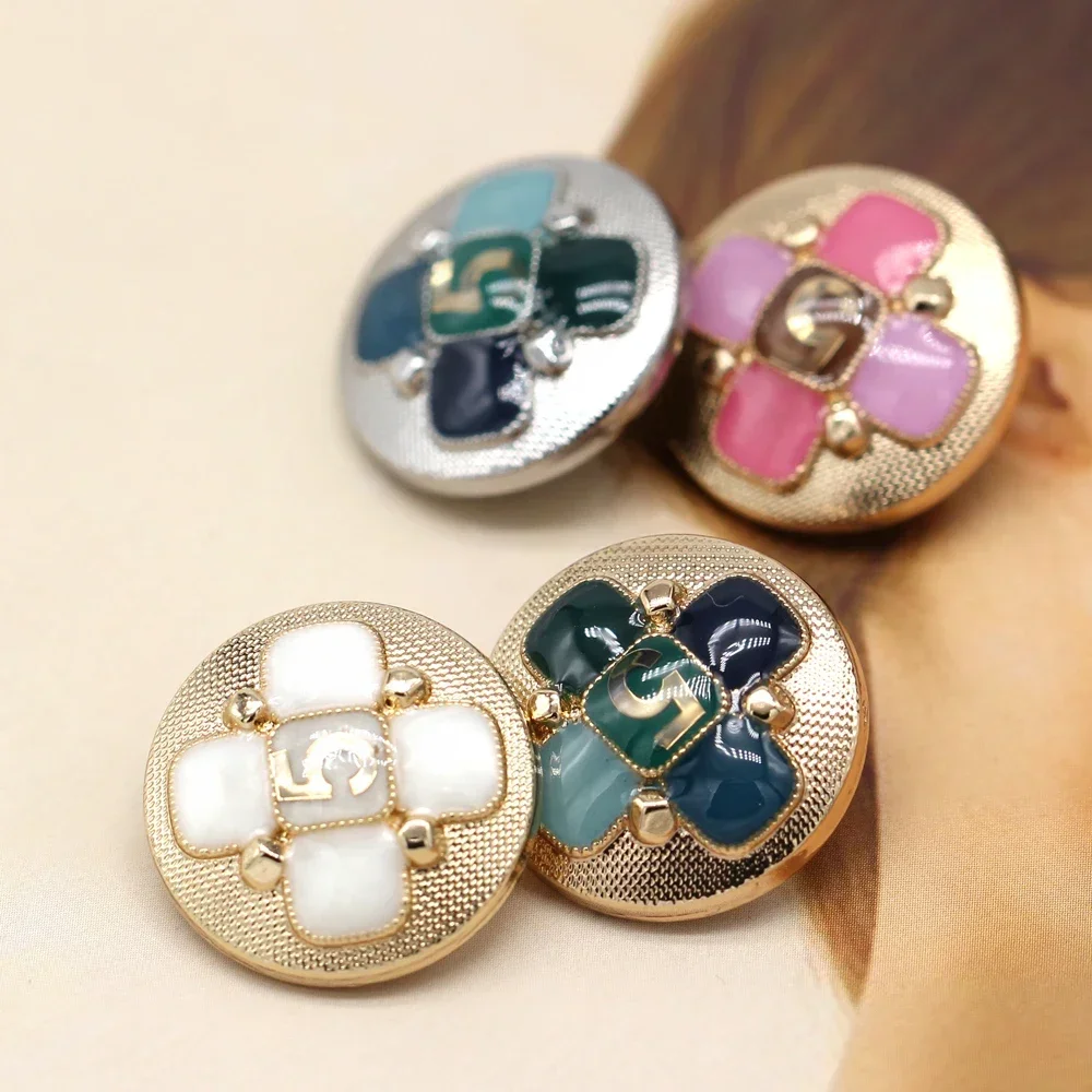 DOTOLLE-Número 5 Gold Metal Buttons para Roupas Femininas, Casaco, Terno, Cardigan, Decorações Designer, Acessórios de Costura