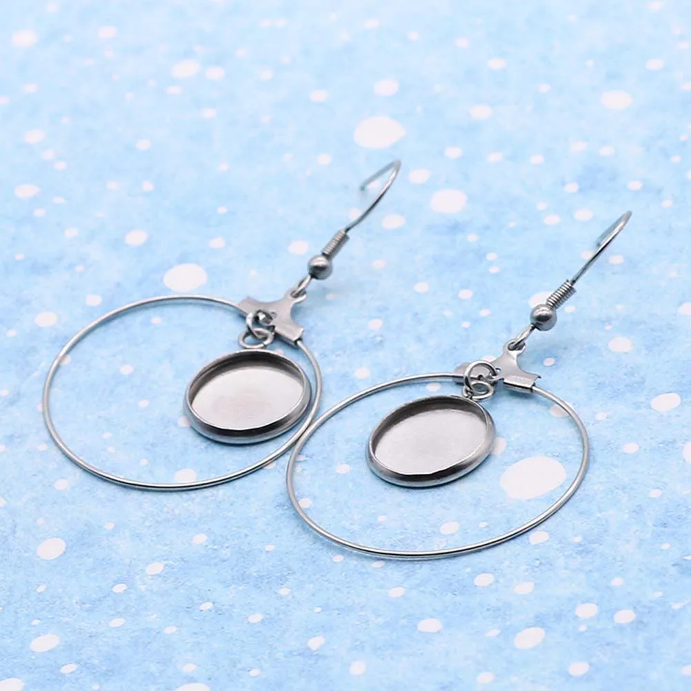 

20 PCS Jewelry Earring Holder Pendant Setting Tray DIY Making Wired Silver Stainless Steel Bezel