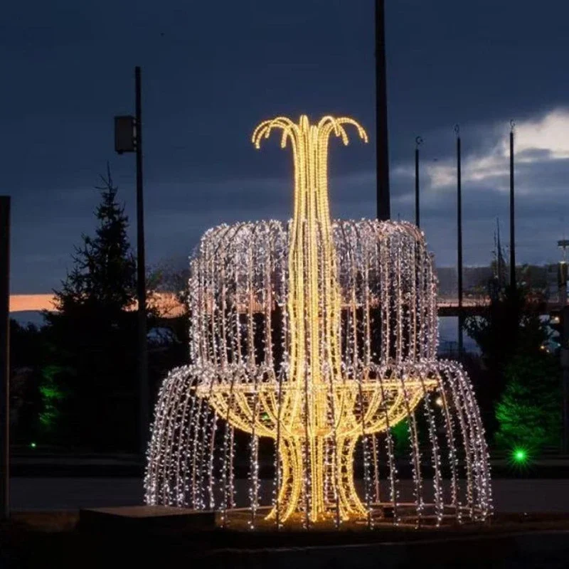 2025 Christmas Lights Fountain Modeling Lights Outdoor Shopping Mall Square Christmas Atmosphere Decoration Lights Scene Layout