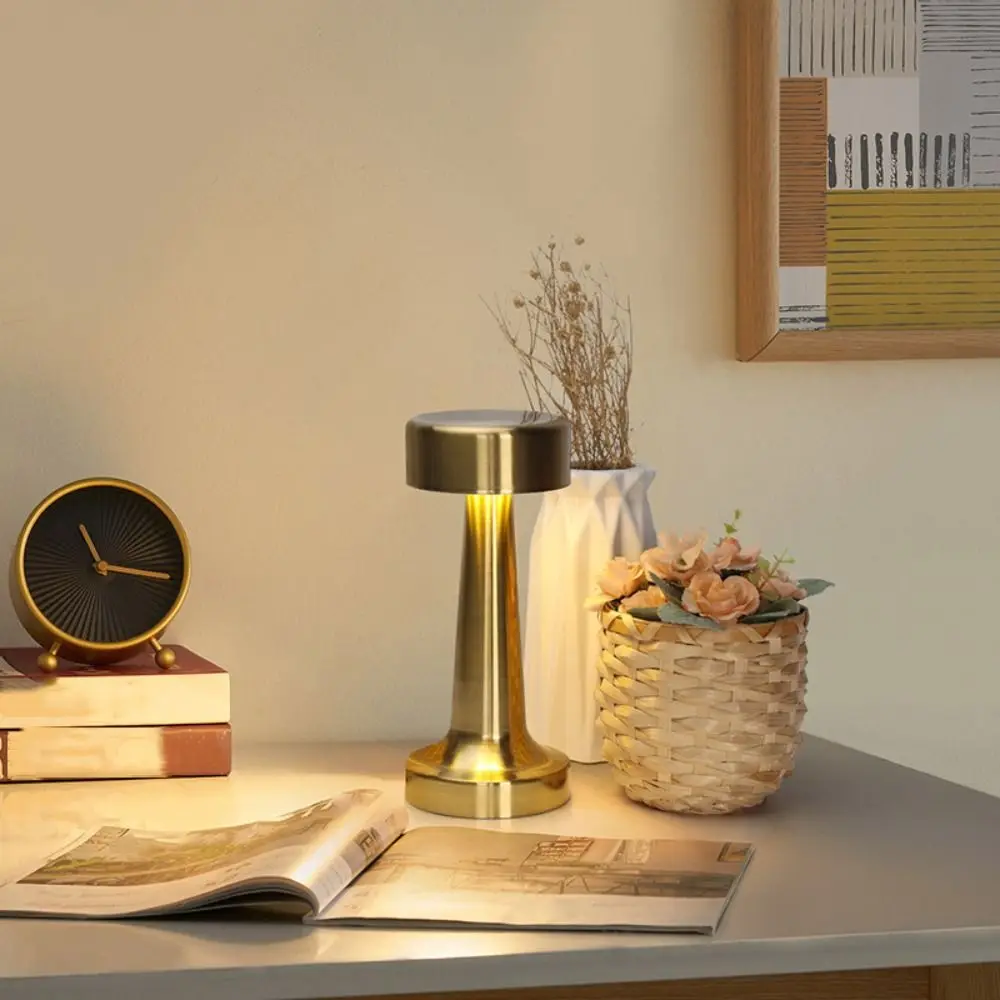 

3 Color Changing LED Table Lamp Metal Construction Bronze Colored Retro Bar Lamp Modern Minimalist USB Charging