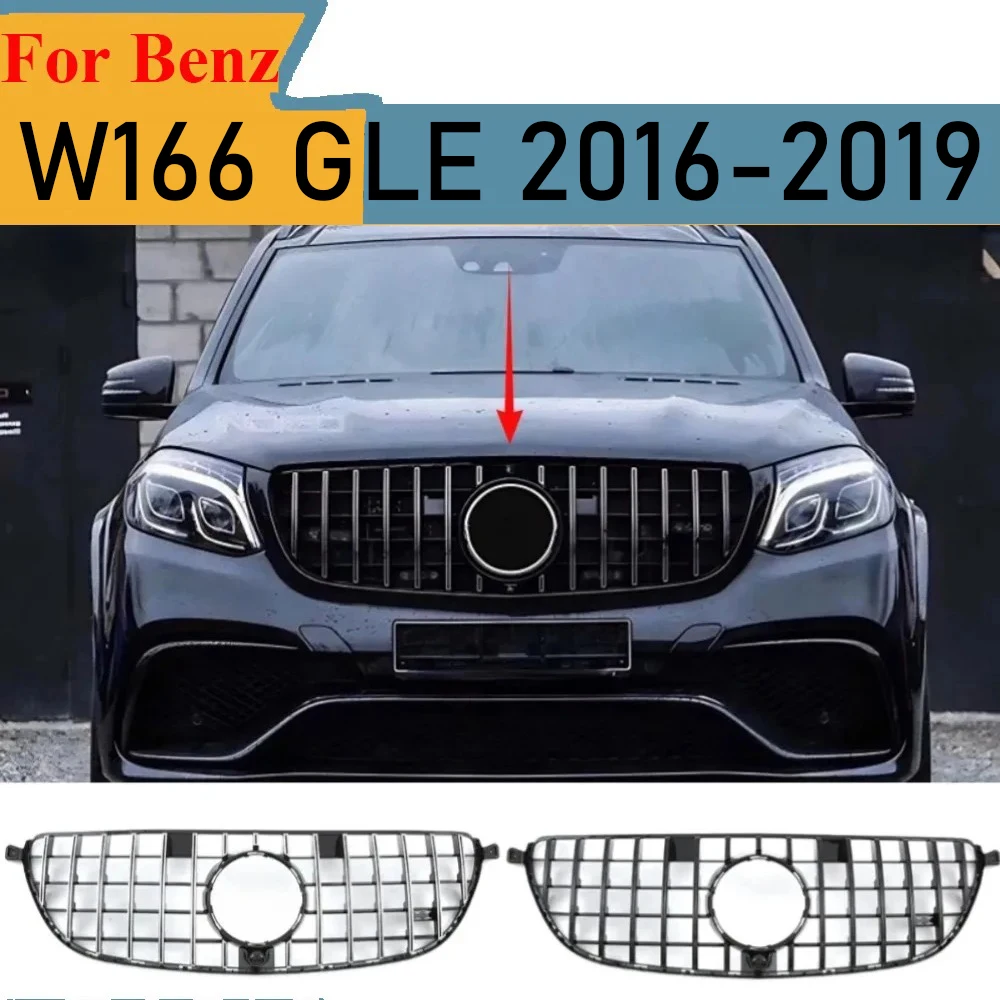 

Front Bumper Grille for Mercedes GLE AMG W166 2016-2019 GTR Style ABS Black Mesh Grill Radiator Cover Tuning Accessories